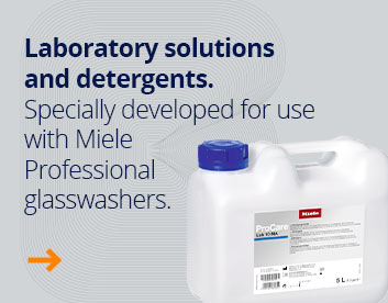 Laboratory solutions and detergents.Specially developed for use with Miele Professional glasswashers.